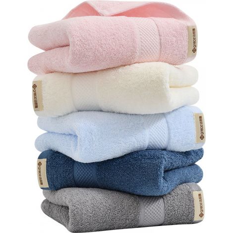 Ensemble de 5 serviettes de bain en coton, 71 x 33 cm (28 x 12,9 pouces), ultra-absorbantes, compactes, à séchage rapide et légères. (1/5)