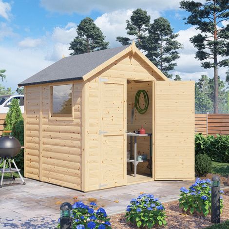 Abri de jardin bois Bertilo Modus 19mm avec plancher 3,17m² naturel (1/5)