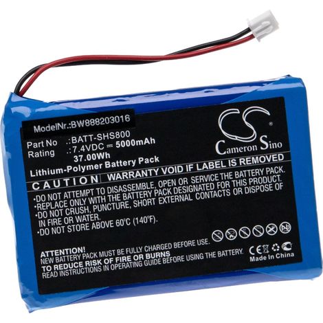 vhbw batteria compatibile con Siglent SHS1000, SHS800 dispositivo di misurazione (5000mAh, 7,4V, Li-Poly)