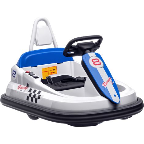 6V Electric Kids Bumper Car-6V Spin Waltz Car-with Music-Horn-Lights - White (1/5)