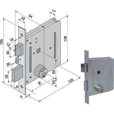 Serrure intérieure en fer 605.00.00 050.50.00.0 Welka