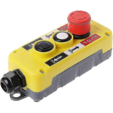 Interrupteur à bouton-poussoir industriel étanche pour arrêt d'urgence de poste de commande pendant de palan de grue électrique (1/5)