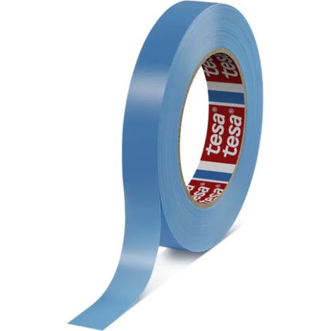 Tesa 64284, nastro di reggiatura in mop per impieghi medi, 66 m x 19 mm, azzurro, adesivo in gomma sintetica, bassa elasticità, rimozione senza lasciare tracce.