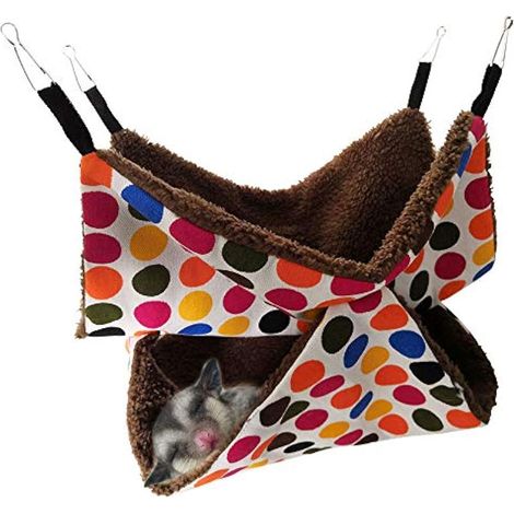 Hamac de cage pour animaux de compagnie, hamac de planeur de sucre de lit superposé, accessoires de cage de cochon d'Inde lit de furet de chinchilla pour le rat de hamster d'écureuil de perroquet (1/5)