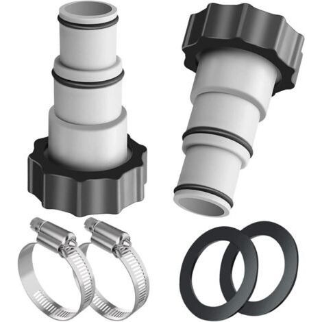 Lntyq 2 Pièce Adaptateur Tuyau Piscine, Adaptateurs de tuyau de piscine pour pompe, Adaptateur Pool avec Bague d'étanchéité + Colliers de Serrage, Raccord pour Tuyau de Piscine Ø 32 et 38 mm (1/5)
