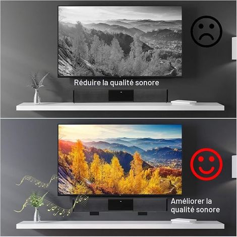 Support mural pour barre de son et haut-parleur central, réglable 180-290mm, charge 13kg, TV, salon, bureau - Black SPLK201 (1/4)