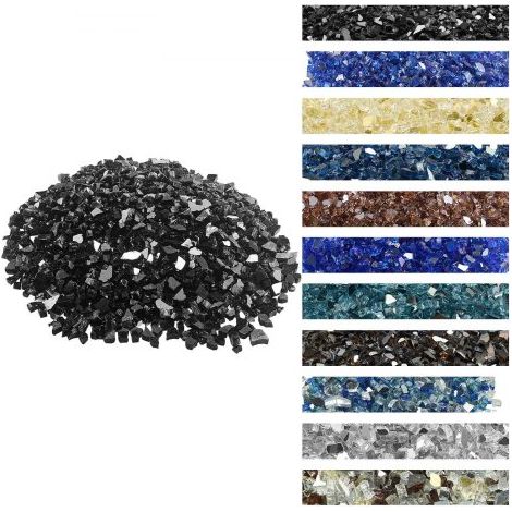 Verre de Feu pour Braséro, 9 kg, Pierres en Verre pour Foyer à Gaz, 12,7 mm, Sans Fumée et Réfléchissante, Pierres Décoratives Résistantes Noires, pour Cheminées à Gaz, Intérieur et Extérieur (1/3)