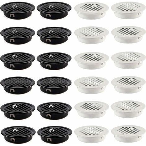Grille de Ventilation 35mm Grille D'aération Trou Inox Placard Grille d'évacuation Ventilation Fond Rond en Maille Trou D'aération 24 pièces pour Armoire Meubles (Noir et Blanc) (1/5)