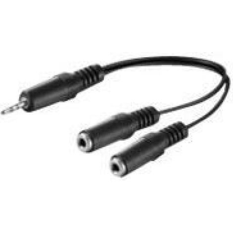 Câble Audio - Jack 3,5 mm Stéréo Mâle vers Jack 3,5 mm Mono Femelle - 20 cm