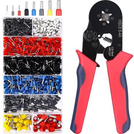 Pince à Sertir,Embout de Cablage Outil de Sertissage Cosse Electriques à Sertir 1200 pièces Cosses 0,25-10mm² pour Bornes de Outil de Sertissage de Pince Électricien,Outils,bornes Électriques (1/5)