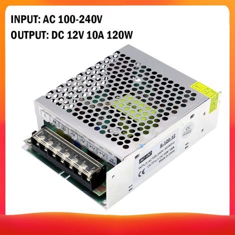 Wechselstrom 100-240V auf Gleichstrom 12V 10A 120W Spannungswandler, geregeltes Schaltnetzteil, Adapter/Konverter für LED-Streifen, Kameras, Computer, Radioprojekte. (1/5)