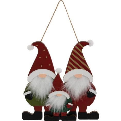 Oggetto 3 gnomi barbuti in legno h.18cm - Atmosphera créateur d'intérieur