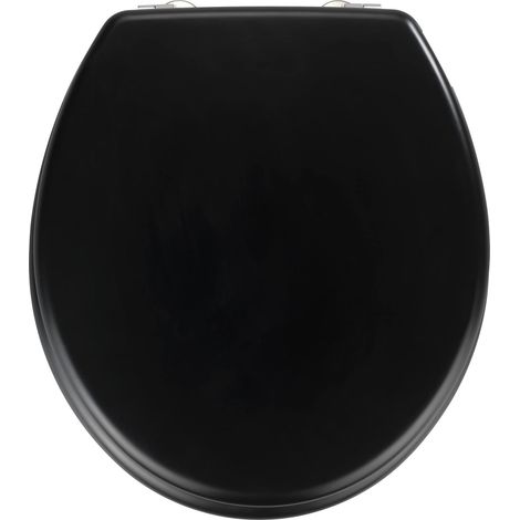 Abattant WC Noir Prima, abattant WC avec Fixation INOX, MDF, 37 x 41 cm, Noir Mat (1/5)