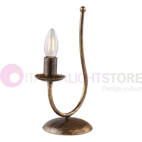 Lumetto Rustico Botte 1 Luce In Ferro Battuto Marrone E Oro (1/4)