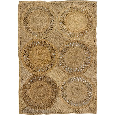 Tapis rectangulaire en jute tissé à la main (1/5)