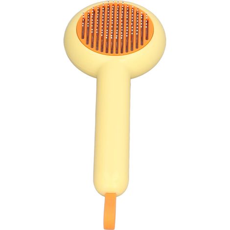 Brosse lissante pour animaux de compagnie autonettoyante, antidérapante et facile à utiliser en un clic pour le toilettage des chats et des chiens à domicile ou en salon de toilettage (jaune). (1/5)