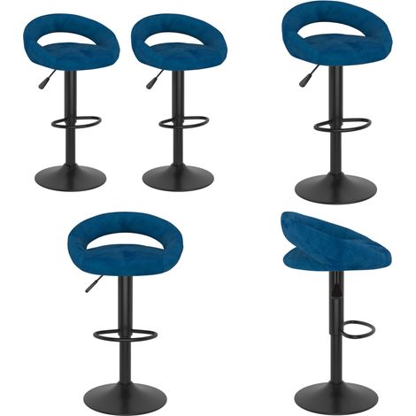 vidaXL Tabourets de bar lot de 2 bleu velours (1/5)