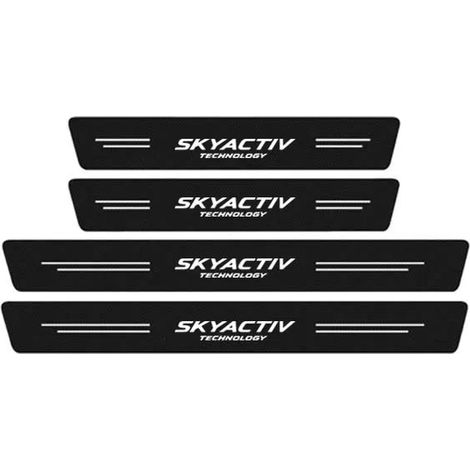 (4 pièces) Seuil de porte en fibre de carbone,protection anti-rayures,film adhésif pour seuil de porte de voiture,plaque de protection contre les éraflures pour logo Mazda SKYACTIV Technology (1/3)