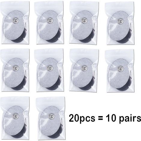 10/20 électrodes en gel auto-adhésives pour stimulateur musculaire EMS, appareil de massage électrique numérique 02943