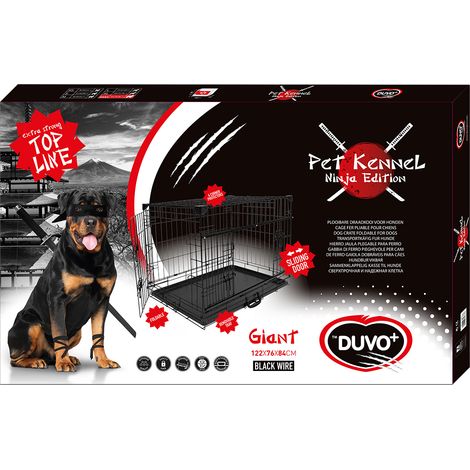 MaxxPet - Jaula para perros - Jaula plegable de metal con 2 puertas (delantera y lateral) - 122 x 76 x 84 cm - Negro
