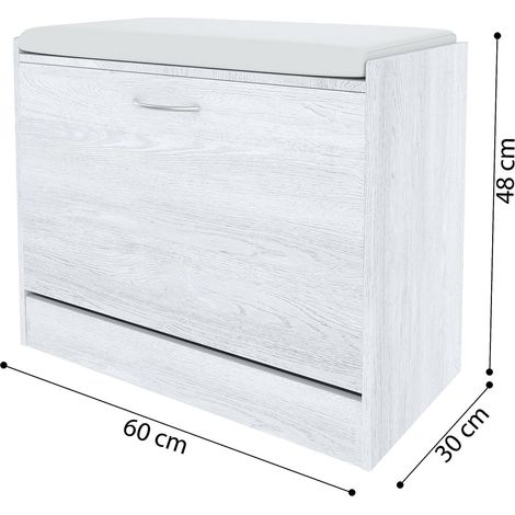 Panca Portascarpe Scarpiera Da Ingresso Piccola Salvaspazio Con Cuscino Anta A Ribalta Seduta Imbottita In Ecopelle Tripla Profondità Soggiorno Casa Camera Ufficio 60 x 30 x 48 Cm Noce - Colore: Grigi (1/5)