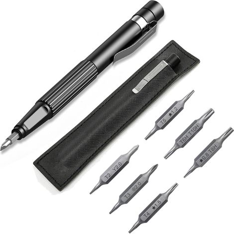 Tournevis de Precision 13 en 1, Ensemble d'Embouts Magnétiques en Alliage Aluminium pour Réparation, PC, Montre, Électronique, Mini Tournevis Multifonction avec Clip de Poche (1/5)