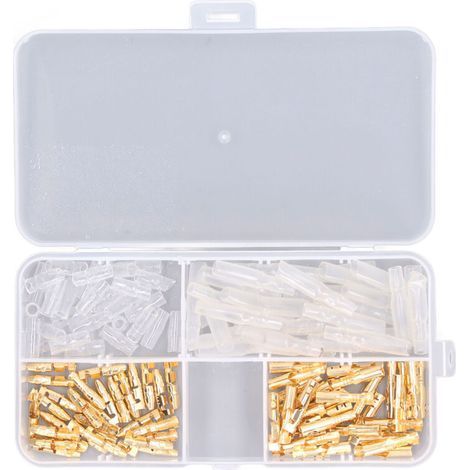 Kit de 120 connecteurs pour moto, cosses à sertir électriques non isolées, faisceau de câbles mâle/femelle avec gaine isolante, 3,5 mm, plaqué or, DUBUNS (1/5)