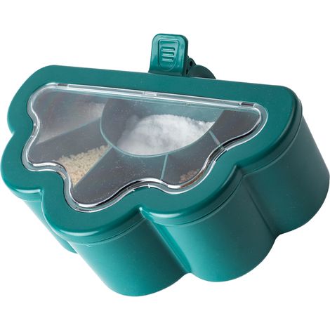 Boîte d'assaisonnement à 6 grilles avec couvercle transparent, cuillères à main multifonctions permettant de gagner de l'espace pour la cuisine. (1/5)