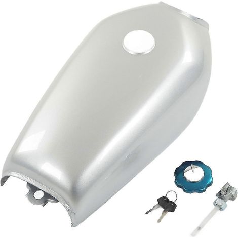 Réservoir d'essence pour moto CG125, 9 litres (2,4 gallons), peinture polymérisée, argent, réf. 77849 (1/5)