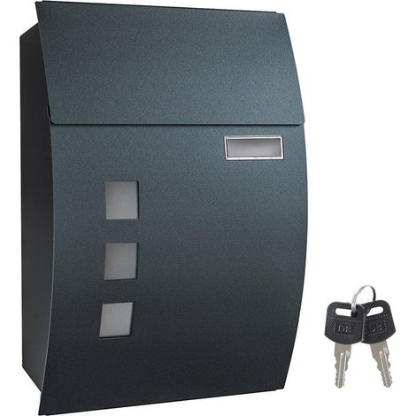 Cassetta postale da muro con finestrelle di visualizzazione posizione nome 2 chiavi facile da installare grigio antracite 120001643