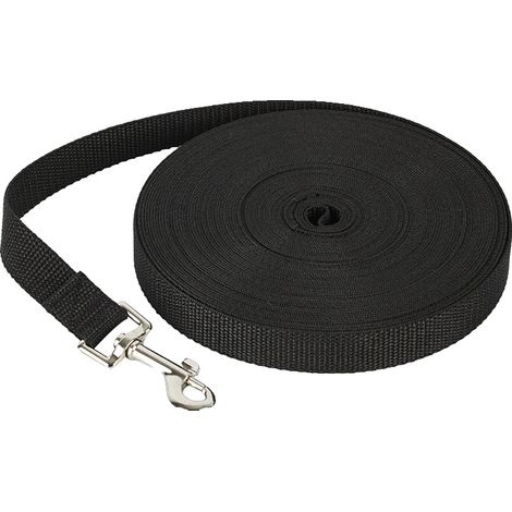 Correa de adiestramiento para perros, nailon resistente, ideal para todos los tamaños, 20 m, color negro. (1/2)
