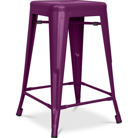 Bar Stool - Industrial Design - Matte Steel - 60cm - New edition - Stylix Purple