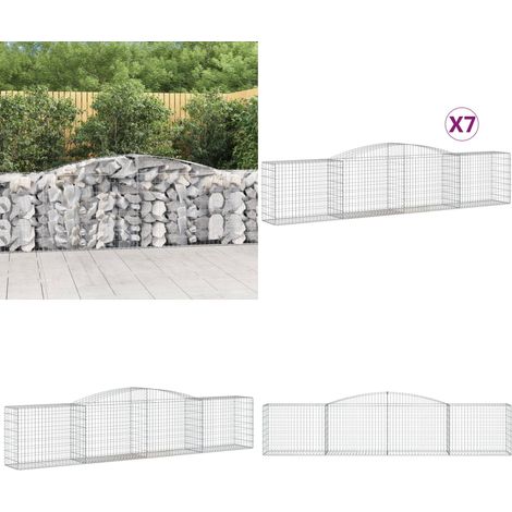 Gabionen mit Hochbogen 7 Stk. 400x50x80/100cm Verzinktes Eisen - Gabionen - Gabionenwand - Gartendeko - Ziergarten - Eisen - Home & Living (1/5)