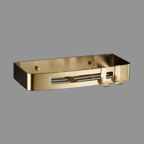 Wandmontiertes Duschregal in gebürstetem Gold – 1-stöckiger Badezimmer-Aufbewahrungskorb (1 Stück) (1/5)