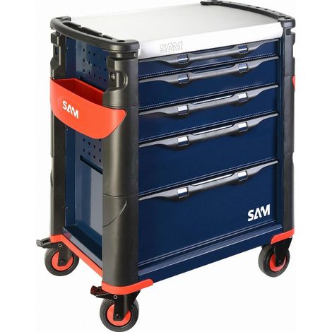 SAM OUTILLAGE Carrello blu a 5 cassetti ad alta capacità con piano in acciaio inox - 415HB