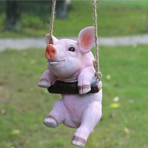 Animales colgantes para jardín, divertidas figuras decorativas para colgar en el jardín, adornos para exteriores para jardín, valla, árbol, niños, niñas, multicolor (1/5)