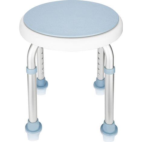 Randaco Sgabello doccia regolabile in altezza sgabello doccia ergonomico piedini antiscivolo alluminio bianco carico max 136 Kg
