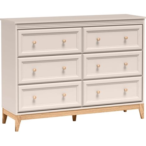 AX LIVING Kommode Nymphen Cashmere 6 Schubladen MDF Eiche Beine