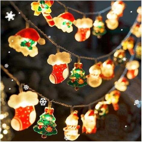 Guirlande lumineuse SUNSHINE SMILE, 3 m, 20 LED, motifs Père Noël, blanc chaud, IP44, pile (1/5)