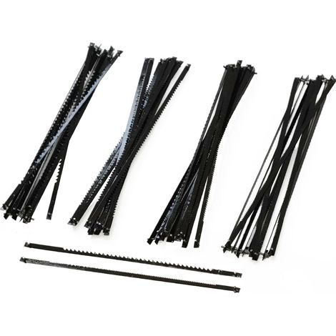 Lot de 24 lames de scie à chantourner avec tige - Pour bois, plastique et plus - 10/15/18/24 dents - Lames de scie à chantourner rondes avec tige - Lame de scie à ruban - Acier au carbone de (1/5)