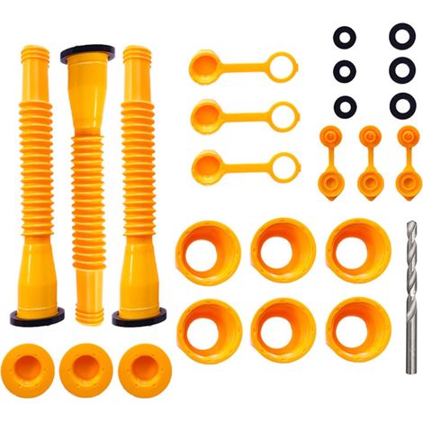 Kit de remplacement de bec de bidon de gaz, remplacement de buse de bidon de gaz, buse de versement flexible adaptée aux bidons de gaz de 1/2/5/10 gallons avec buse, bouchons (三件套装+8mm钻头PE) (1/5)