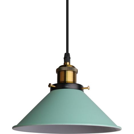 Lampe À Suspension Rétro Lustre Vintage Vert Ø22CM Plafonnier Industriel Lampes Suspendues Modernes Pour Restaurant Loft Cuisine Café E27