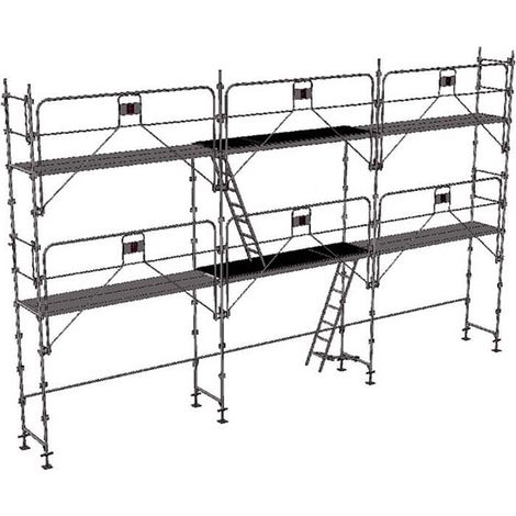 Gerüst 60m² - Struktur + Plattformen -Gelände Version - MEKA48P-60-SP