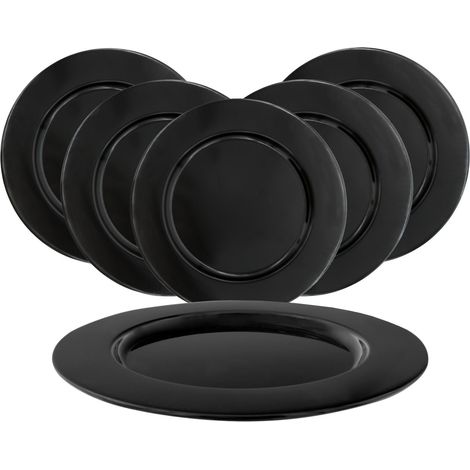 Aluminium 33 cm Dekotablett schwarz - 6er Set - Kerzenteller Deko Schale Servier Teller Geschenk Tablett