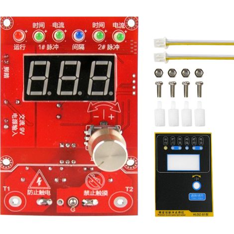 Placa de control de doble pulso para máquina de soldadura por puntos, controlador de transformador de corriente y tiempo ajustable, pantalla digital. (1/5)
