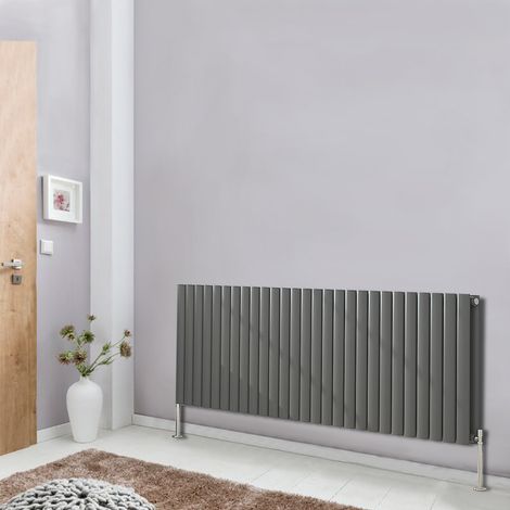 NRG Designer Radiator Oval Column Central Heating Anthracite Rads Horizontal 600x1593mm Double (1/5)