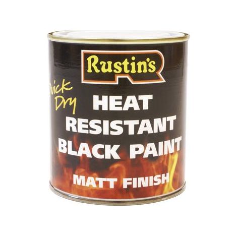 Rustins HRMB250 Quick Dry Heat Resistant Paint Black 250ml RUS3089