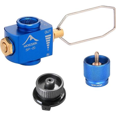 Adaptateur multiple pour réservoir de réchaud à gaz de camping Widesea Outdoor : soupape de décharge de pression, remplissage du brûleur et adaptateur de charge. (1/5)