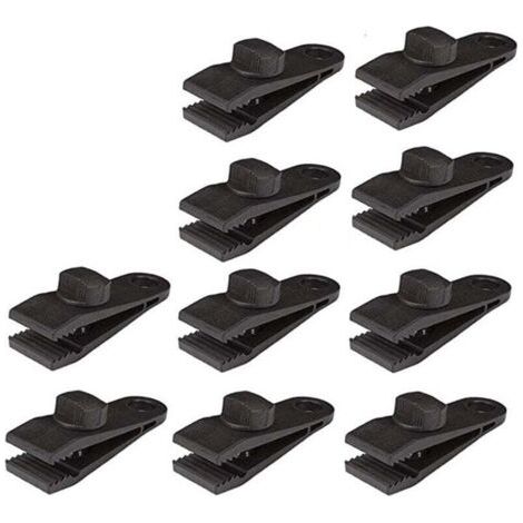 Accessoire de bâche　Lot de 10 clips de fixation pour bâche de camping, bâches, caravane, toile de jardin Noir (1/4)