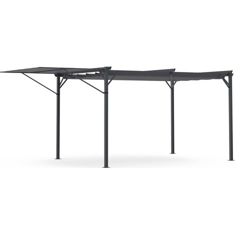 Idmarket – Pergola 3x4M gris anthracite – Auvent réglable et toit rétractable – Structure en métal laqué – Protection contre le vent et les intempéries (1/5)